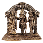 Pure Brass Ram Darbar Idol | 4" x 4" x 2.5" (10.16 x 10.16 x 6.35 cm) | 0.3 kg Superfine Intricate Carving | Compact Sacred Art | Divine Family